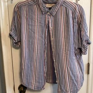 Universal Thread Button Up Striped Top Size M